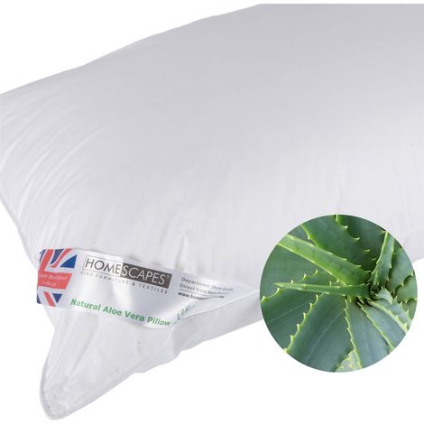 HOMESCAPES Aloe Vera Infused Cotton Pillow Extra Fill Goose Feather and Down