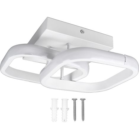 Ortviai Applique LED plafonnier moderne 18 W, 3 températures de couleur (3000K/4500K/6000K), aluminium blanc, 28 x 19 cm (1/5)