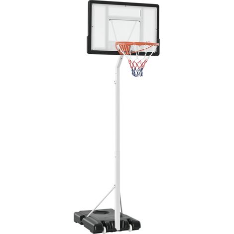 Panier de basket adulte avec panneau PVC réglable 210-260 cm roulettes blanc (1/5)