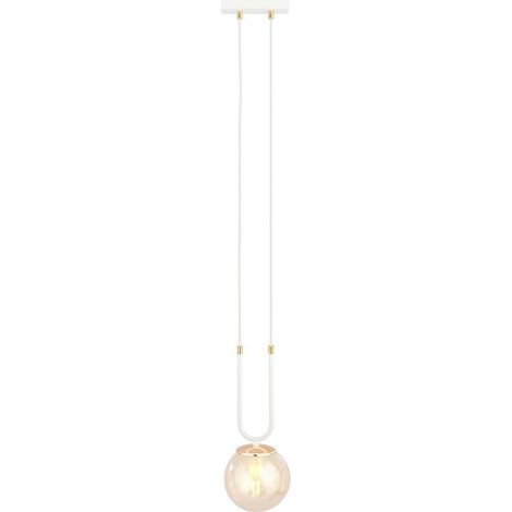 Lampada a Sospensione Glam, Acciaio verniciato a polvere, Vetro, Bianco, Ambra, 15x115x15 cm (1/5)