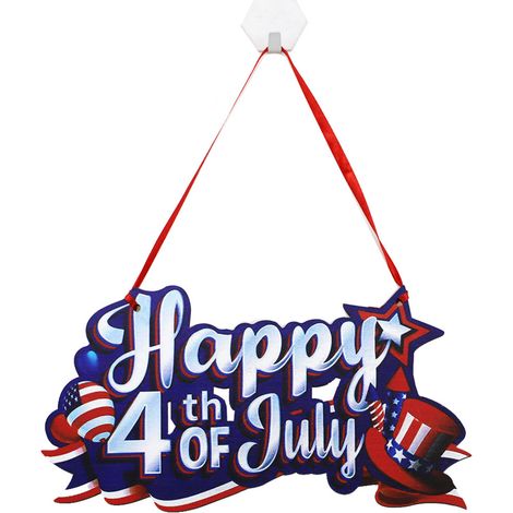 Décoration murale patriotique à suspendre, lettres anglaises, couronne de porte pour le Memorial Day, décoration extérieure pour patio et jardin, décoration du 4 juillet (1/5)