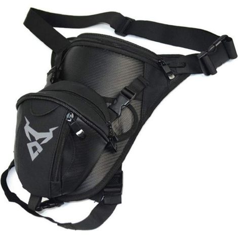 Sacoche de jambe moto homme femme multifonction imperméable noir gris (1/3)