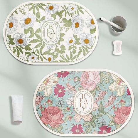 Tapis de bain absorbant et antidérapant, lot de 2, 40 x 60 cm. Tapis de douche et de salle de bain doux et antidérapant. (1/4)