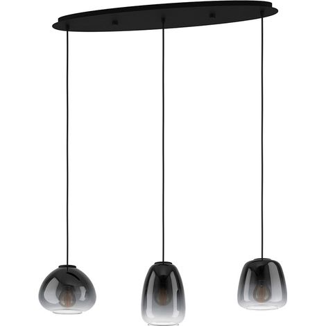 Lampada sospesa Aguilar's Glass, nero e grigio trasparente E27 3x40W L: 84 cm B: 19,5 cm H: 104,5 cm Dimmabile (1/4)