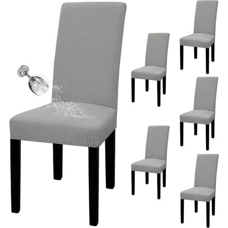 royaluxe -Housse de chaise de restaurant imperméable, ensemble de 6 pièces, housse de canapé de chaise Parson en jacquard élastique, housse de chaise amovible et lavable, adaptée à la maison, au resta (1/5)