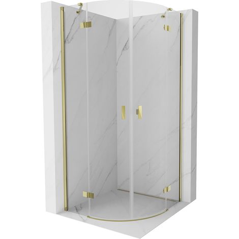 Mexen Mist Duschkabine halbkreisförmig, schwenkbar 70 x 70 cm, transparent, gold - 8A33-070-070-50-00 (1/5)