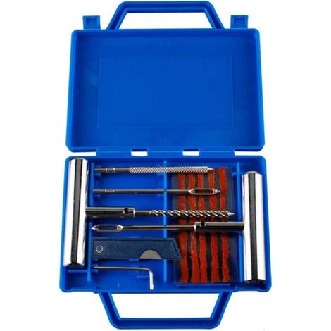 11 x Kit de Réparation de Pneus Lourds Ensemble d'outils de Réparation de Crevaison de Pneu de Voiture avec Boîte de Rangement pour Auto, Moto, VTT, Jeep, Camion, Tracteur (1/5)