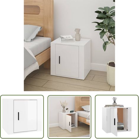 The Living Store Nachttisch Hochglanz-Weiß 50x39x47 cm - Nachttisch - Holzwerkstoff Möbel - Weißer Nachttisch - Wohnzimmermöbel - Schlafzimmermöbel (1/5)