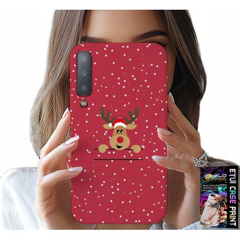 Custodia per Samsung A7 2018 - Renne natalizie Babbo Natale + vetro (1/5)