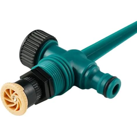 (Lot de 2) Arroseur de jardin XXL à rotation 360° pour l'irrigation et l'arrosage automatiques des cultures en pleine terre, avec tube réglable et bouchon enterré. (1/4)