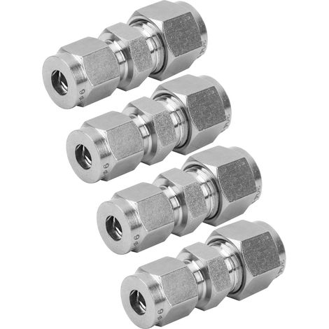 4 Stück Kompressionsrohradapter, Edelstahl 304, Doppelklemmring-Reduzierverschraubung, gerader Reduzierring Ф6/Ф8 (1/5)