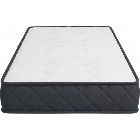 Matelas 90x190 cm 1 personne en mousse à mémoire de forme, accueil moelleux, soutien renforcé, housse tricotée gris et blanc, compatible sommier et canapé-lit  CHICFURN (1/5)