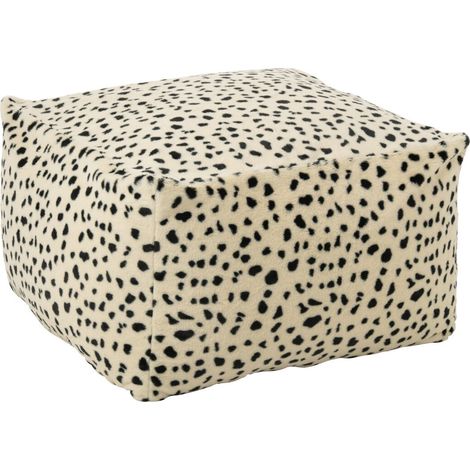 Pouf Carré Dalmatien "Ulf" 70cm Blanc & Noir (1/5)