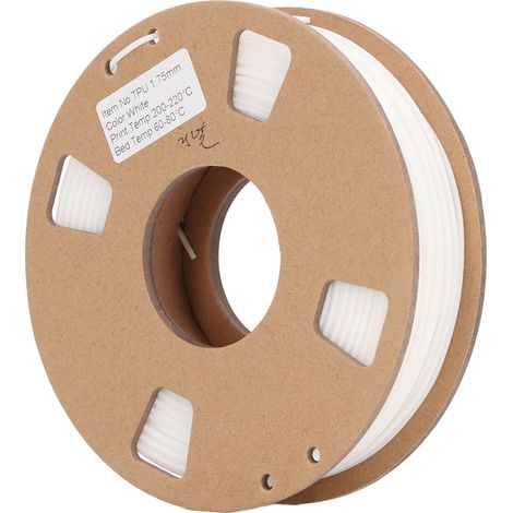 Filament pour imprimante 3D, 1,75 mm, TPU souple, haute précision, 95A, consommable blanc. (1/5)