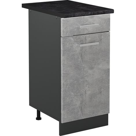Mobiletto base cucina R-Line, Calcestruzzo/Antracite, 40 cm piano di lavoro Antracite, Vicco (1/5)