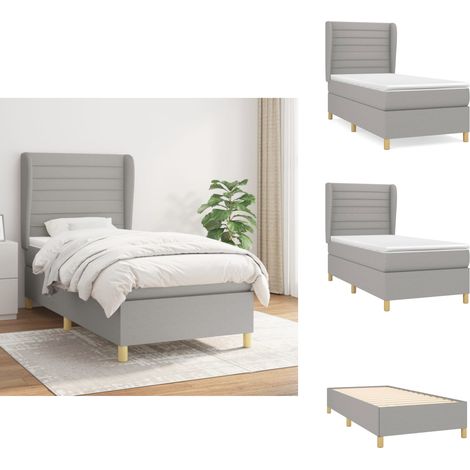 Boxspringbett mit Matratze Hellgrau 90x200 cm Stoff - Boxspringbett - Doppelbett - Bettenrahmen - Schlafraum - Liegekomfort (1/5)