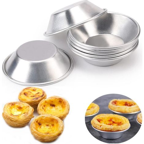 Lot de 10 moules à tartelettes et mini quiches 7 x 7 x 2 cm en alliage d aluminium antiadhésif et réutilisable argenté (1/5)