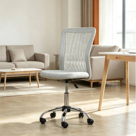 Sedia da ufficio girevole ergonomica senza braccioli in rete grigia OKWISH (1/5)