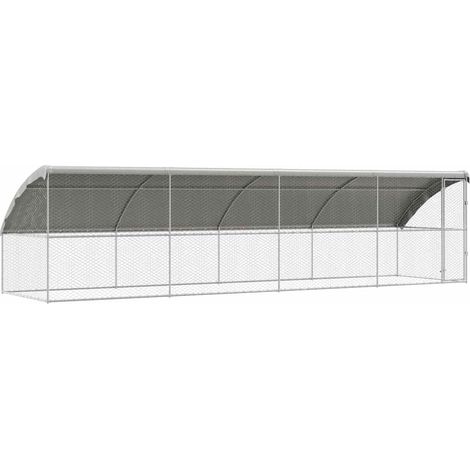 Kennel pour Chiens 4 pcs Argenté 8 x 2 x 2 m Acier galvanisé