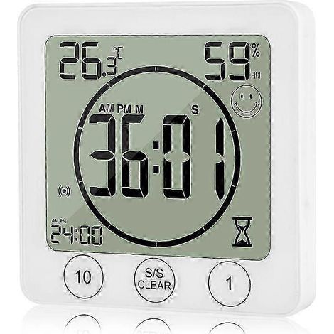 Horloge murale de salle de bain LCD 2025, minuteur de douche étanche avec affichage de la température et de l'humidité (1/5)