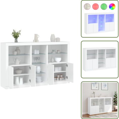 Buffet avec lumières LED blanc 162x37x100 cm - Meuble De Rangement - Buffet - Meuble Tv - Luminaire Led - Décoration Intérieure (1/5)
