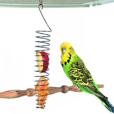 Bird Food Holder, Parrots Foraging Bird Cage Toys, Stainless Steel Hanging Bird Feeders, Bird Food Basket for Fruits and Vegetables Chewing MUMU (1/4)