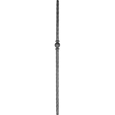 Poteau martelé avec motif boule, fer forgé - Hauteur 1200mm Base carré martelé de section 25mm - Fer forgé - À souder - DECO FER FORGE