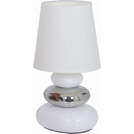 Naeve STONEY Lampe de table avec abat-jour rond conique blanc 1xE14