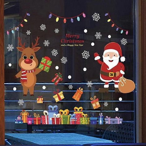 Autocollants décoratifs pour fenêtres de Noël, décorations de Noël pour fenêtres en verre, décorations de fêtes (1/4)