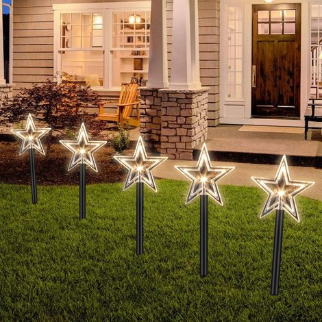 TolleTour 5 bâtons lumineux LED blanc chaud en forme d'étoile, à piles, avec minuterie 6/18 h, 36 cm (1/5)