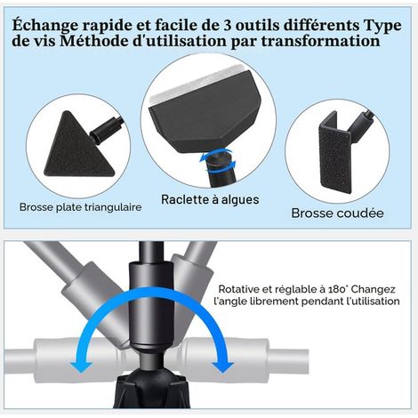 Kit de nettoyage pour aquarium 3 en 1, raclette à algues et brosse rotative, outil d'entretien efficace pour petits aquariums