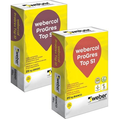 Webercol progres top s1 adesivo cementizio bianco sacco kg 25 C2TES1