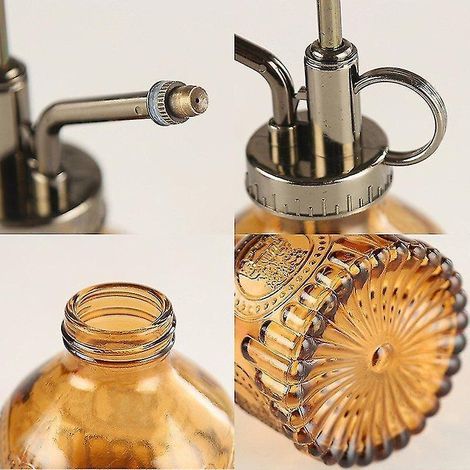 Jde70 Vaporisateur pour plantes en verre, motif 3D, petit arrosoir rétro d'intérieur avec pompe à bouchon en bronze pour jardin et plantes d'intérieur - (1/5)