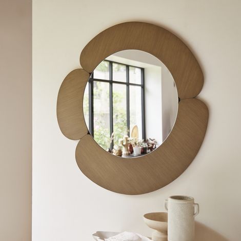Miroir rond en bois de mindi clair 110x110 Sara (1/5)