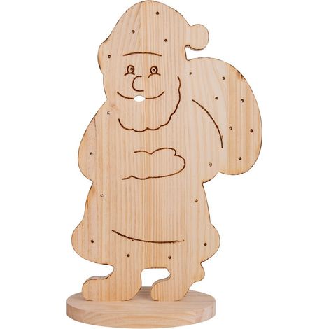 Père Noël Lumineux en Bois Décoration de Noël avec LED Intérieur et Extérieur Grand Modèle - PANGIVO (1/5)
