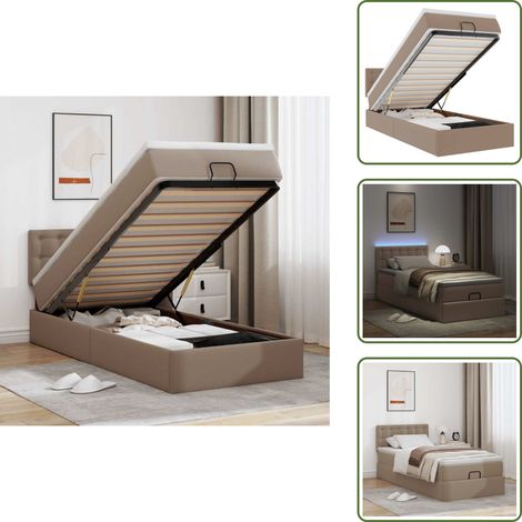 Surmatelas - vidaXL Cadre de lit ottoman et matelas cappuccino 90x200 cm similicuir - Lumière LED (1/5)