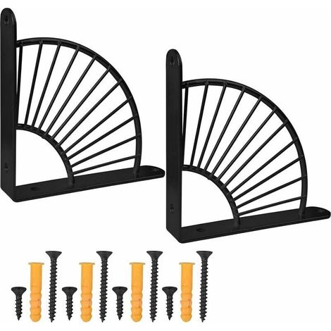 Support Equerre Murale,Équerres Étagère de Fixation Murale Support Etageres Murales Triangle Équerre Étagere Murale Equerre Murale Support d’Étagère pour Tablette Murale en Bois (Noir) 15cm (1/4)