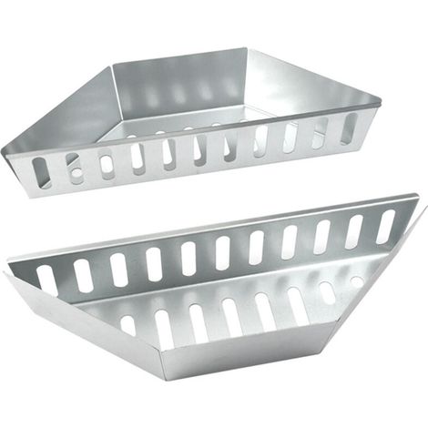 Paniers à charbon de bois (lot de 2), en acier galvanisé robuste, pour grillades directes et indirectes au charbon de bois/briquettes - Argent