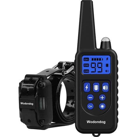 Collier de Dressage pour Chien, Collier Electrique pour Chien Étanche Rechargeable, Télécommande 1000 m (Noir) (1/5)