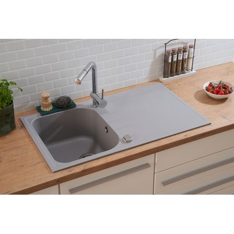 Evier de cuisine Evier en granit Evier en granit à encastrer 86 x 50 gris respekta by Schock