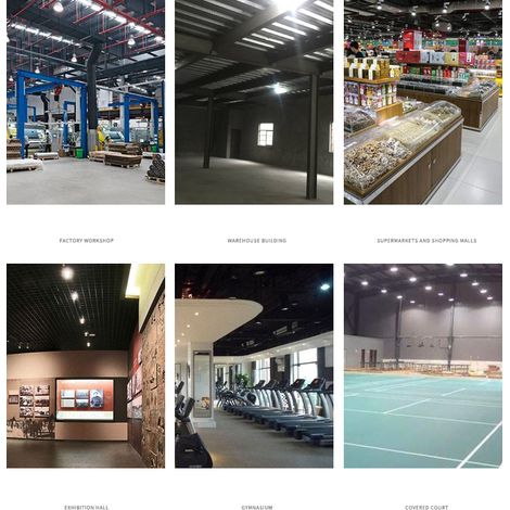 150-W-LED-Hallenleuchte, rutschfest, rostfreies Aluminium, hohe Helligkeit, inklusive Aufhängekette, isolierter Treiber, ideal für Lagerhallen und Werkstätten. (1/5)