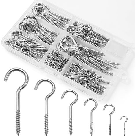80 Pièces Crochets à Visser en Acier au Carbone, crochet a visser, crochets autotaraudeuses argent pour Décaration Suspension et DIY Artisanat (1/5)
