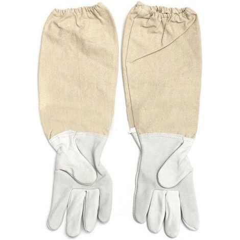 Atmungsaktive und bequeme Imkerhandschuhe aus Ziegenleder mit elastischer Manschette, XXL-Imkerbedarf (1/2)