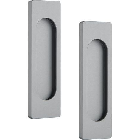 Set of 2 self-adhesive oval sliding door handles in aluminum alloy - Flush handle without drilling for sliding doors