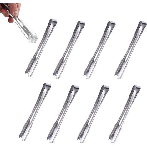 Ensemble de 8 pinces à sucre en acier inoxydable : pinces à sucre, pinces alimentaires, pinces à glaçons, pinces à sucre, pinces à griller, pinces à pain. Prise en main confortable. 15 (1/5)