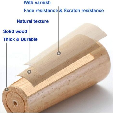 NALOOKAMIC  10CM Bois Couleur Oblique Tapered Reliable Bois Armoires De Meubles Jambes Canapé Pieds avec Vis et Patin Feutre (1/4)