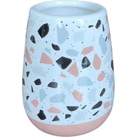 Brosse De Toilette Tumbler Grit De Bain Blanc Multicolore Avec Base Rose 59876 (1/2)