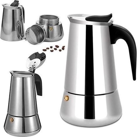 Cafetière italienne 12 tasses en acier inoxydable – Compatible tous feux – Design ergonomique pour café riche en arôme (1/5)