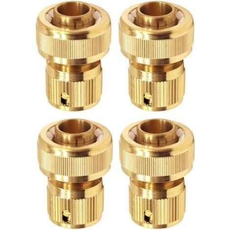 Raccord d'Arrosage 19 mm (3/4") en Laiton, Rapide Raccord Connecteurs pour Tuyau d’arrosage dans Le Jardin - Lot de 4 (1/5)
