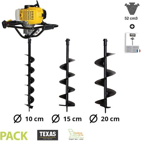 Pack tarière 52cc 3 mèches 10 15 20cm TEXAS EA5300 (1/5)